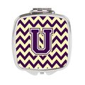 Carolines Treasures Letter U Chevron Purple and Gold Compact Mirror CJ1058-USCM